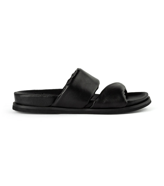 Tony Bianco Henry Black Nappa 3.5cm Flat Sandals Black | ASGWC79453