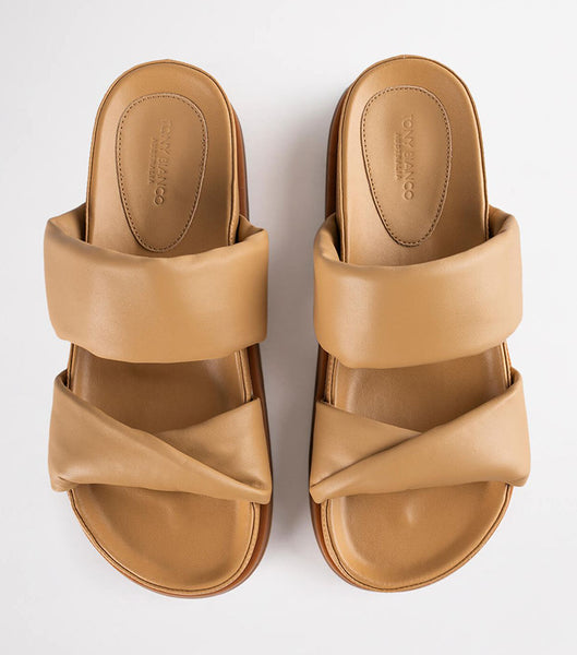 Tony Bianco Henry Honey Nappa 3.5cm Slides Orange | SGZDE98705