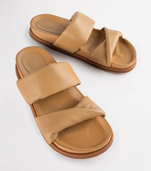 Tony Bianco Henry Honey Nappa 3.5cm Slides Orange | SGZDE98705