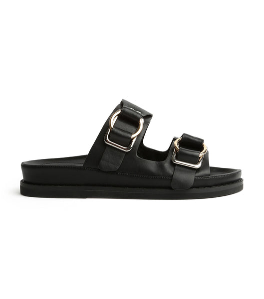 Tony Bianco Hunter Black Como 3.5cm Flat Sandals Black | GSGEC88466