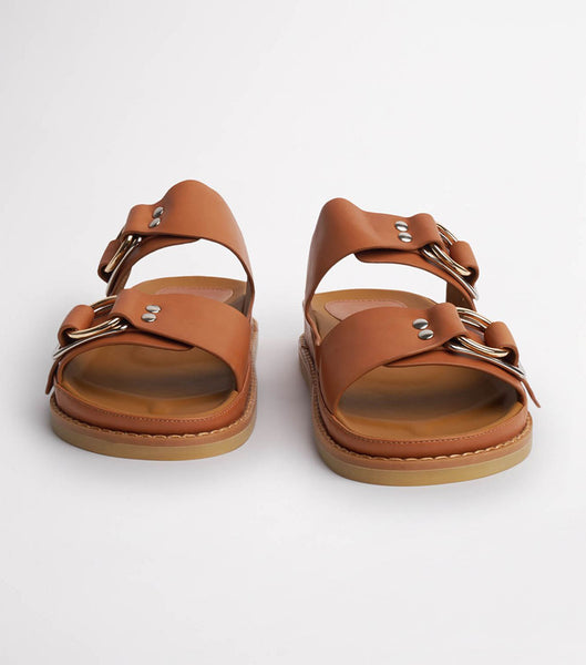 Tony Bianco Hunter Tan Como 3.5cm Flat Sandals Brown | SGNZX18595