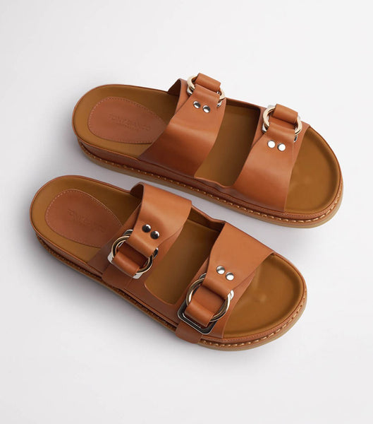 Tony Bianco Hunter Tan Como 3.5cm Slides Brown | SGDYB38853