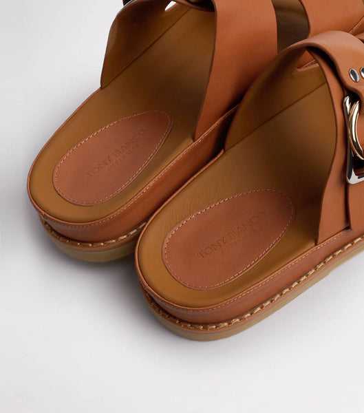 Tony Bianco Hunter Tan Como 3.5cm Slides Brown | SGDYB38853