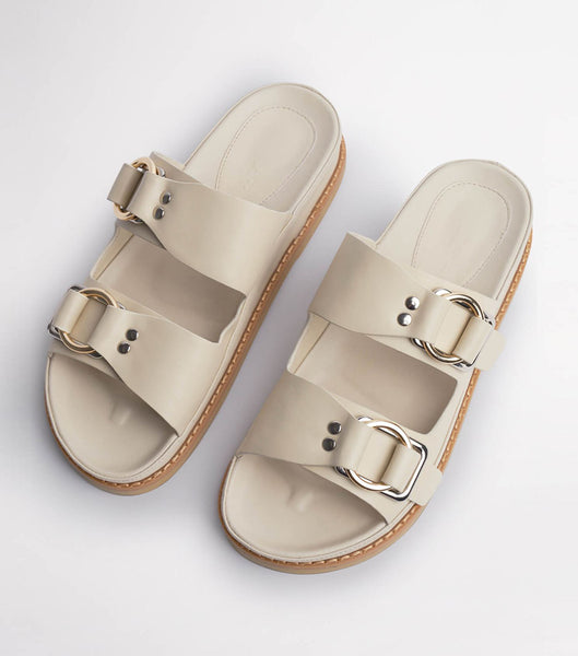 Tony Bianco Hunter Vanilla Capretto 3.5cm Slides Light Yellow | BSGSD92434