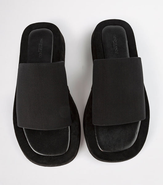 Tony Bianco Isabel Black Magic 1.5cm Slides Black | SGJBT96084