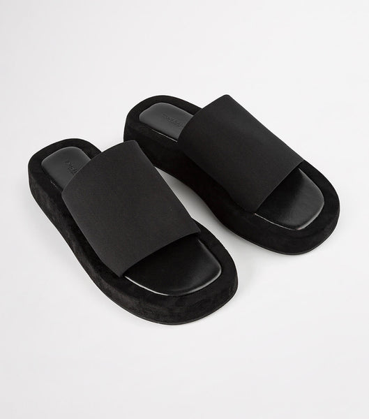 Tony Bianco Isabel Black Magic 1.5cm Slides Black | SGJBT96084