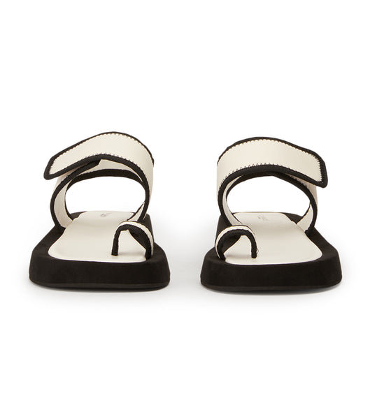 Tony Bianco Iso White/Black Neoprene 3.5cm Flat Sandals White / Black | SSGVO98057