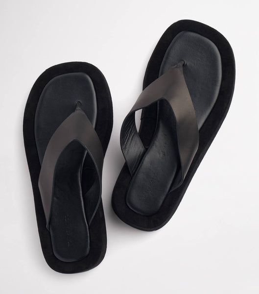 Tony Bianco Ives Black Como 3.5cm Flat Sandals Black | ESGHC84396