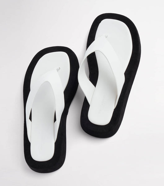 Tony Bianco Ives Milk Capretto 3.5cm Thong Sandals White | TSGWZ14198