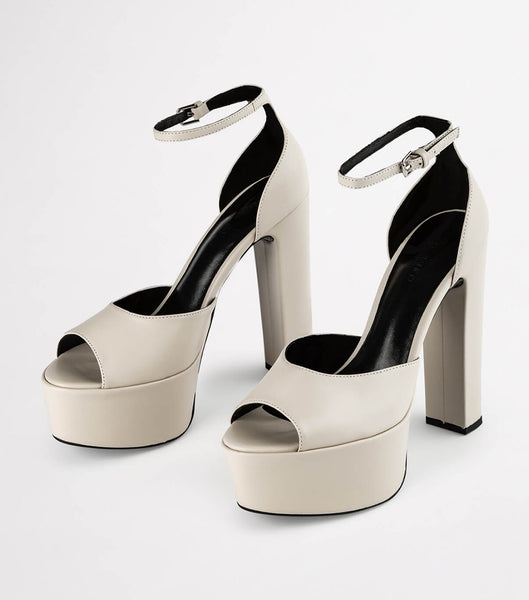 Tony Bianco Jayze Vanilla Nappa 14cm Block Heels Light Yellow | SGJVR86163