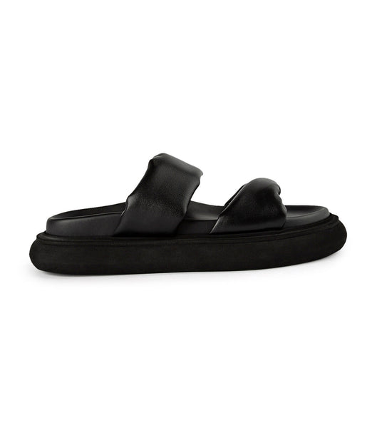 Tony Bianco June Black Nappa 3cm Flat Sandals Black | ZSGMJ32899