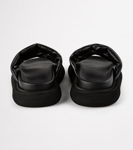 Tony Bianco June Black Nappa 3cm Slides Black | YSGVQ99025