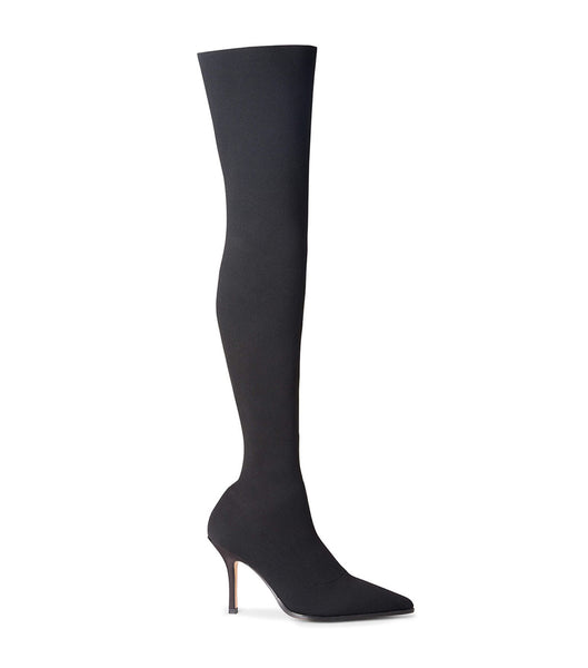 Tony Bianco Kori Black Sock Knit 9.5cm Heeled Boots Black | ASGDF36578