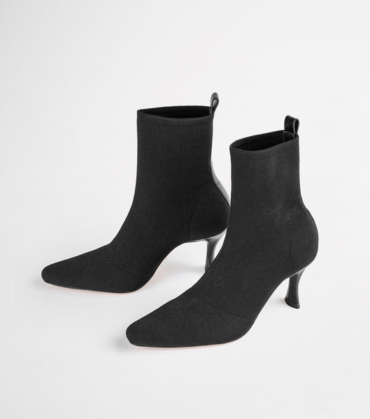 Tony Bianco Kossam Black Knit 8cm Heeled Boots Black | PSGER38069