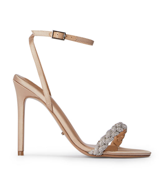 Tony Bianco Kosta Nude Satin 11cm Bling Heels Beige | SGQCS91200