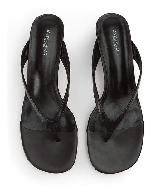 Tony Bianco Krista Black Nappa 5cm Thong Sandals Black | SGNEJ40074