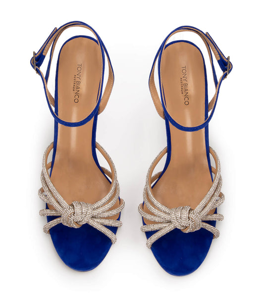 Tony Bianco Kyla Azure Suede 11cm Bling Heels Azure | ASGDF31578