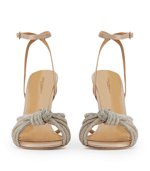 Tony Bianco Kyla Nude Satin 11cm Strappy Heels Beige | PSGER95412