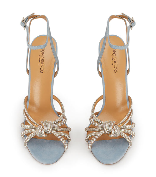 Tony Bianco Kyla Sky Suede 11cm Bling Heels Blue | SGXBR82680