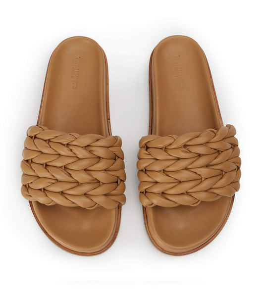 Tony Bianco Layton Biscuit Nappa Flat Sandals Brown | TSGPQ99921