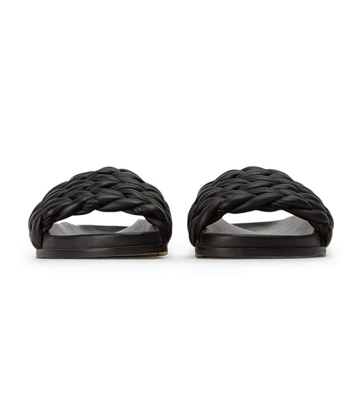 Tony Bianco Layton Black Nappa Flat Sandals Black | SGJKU68355