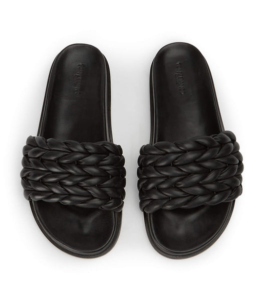 Tony Bianco Layton Black Nappa Slides Black | SGICD82906