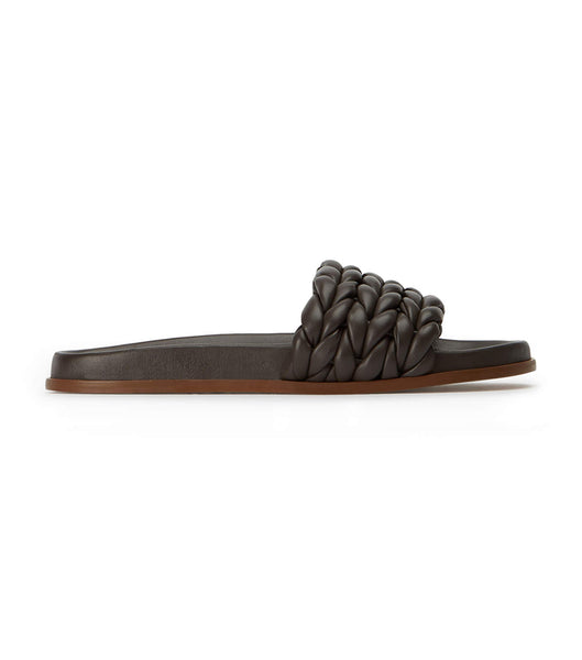 Tony Bianco Layton Chocolate Nappa Flat Sandals Chocolate | SGEGJ42873