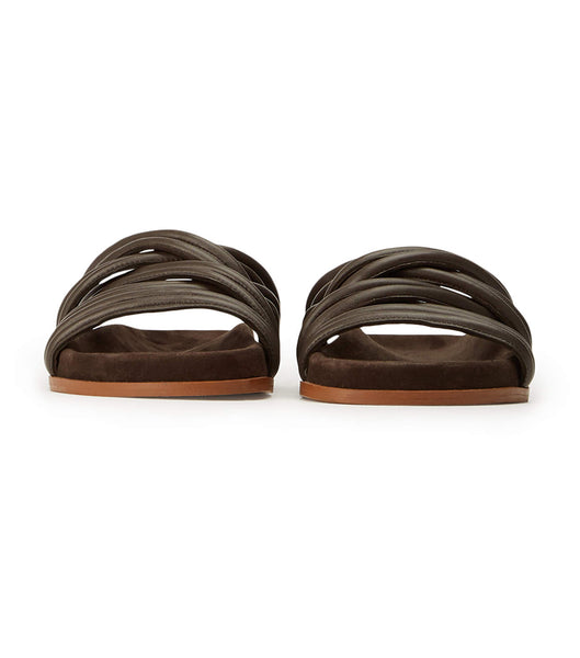 Tony Bianco Loki Chocolate Nappa Flat Sandals Chocolate | GSGUC18039