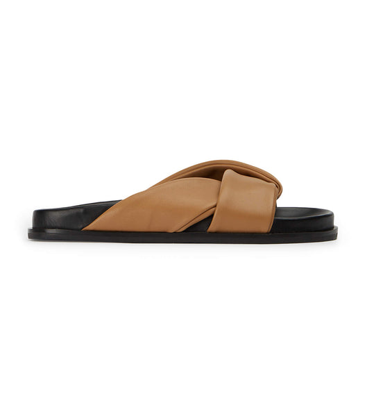 Tony Bianco Lora Biscuit Nappa 1.5cm Slides Brown | ZSGNQ94193