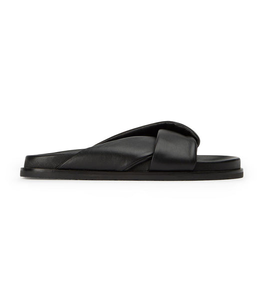 Tony Bianco Lora Black Nappa 1.5cm Flat Sandals Black | SGIIZ61071