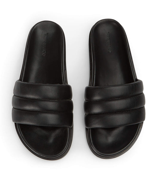 Tony Bianco Lucas Black Nappa 1.5cm Slides Black | XSGGW48356