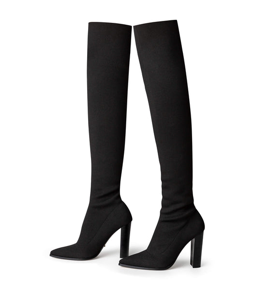 Tony Bianco Lucca Black Sock Knit 10.3cm Heeled Boots Black | USGND96886