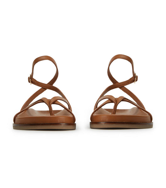 Tony Bianco Lucie Tan Nappa 1.5cm Flat Sandals Brown | SGNEJ96106