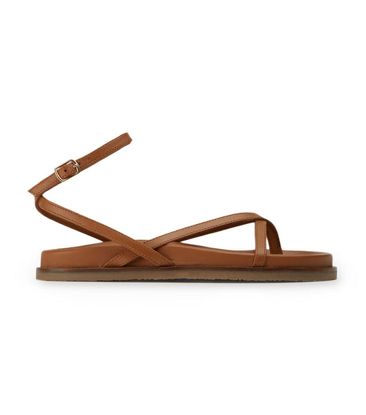 Tony Bianco Lucie Tan Nappa 1.5cm Flat Sandals Brown | SGNEJ96106