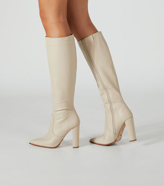 Tony Bianco Lucille Vanilla Venice 10.3cm Knee High Boots Light Yellow | GSGEC23193