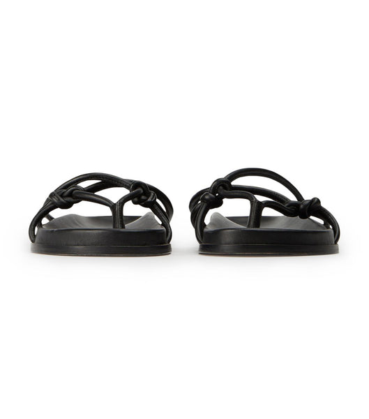 Tony Bianco Luelle Black Nappa Flat Sandals Black | SGZDE85033