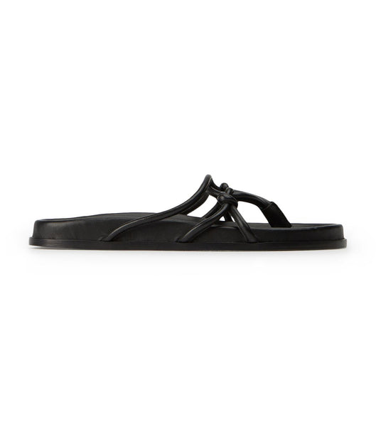 Tony Bianco Luelle Black Nappa Flat Sandals Black | SGZDE85033