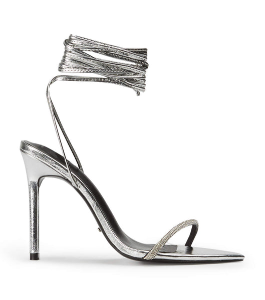 Tony Bianco Makai Silver Foil 10.5cm Bling Heels Silver | MSGFT75729