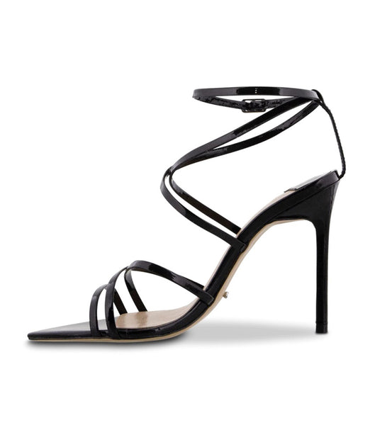 Tony Bianco Marcy Black Patent 10.5cm Strappy Heels Black | SGEAH12935