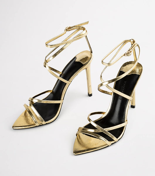 Tony Bianco Marcy Gold Foil 10.5cm Event Heels Gold | ESGVG89053