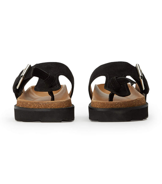 Tony Bianco Marlo Black Suede 3cm Flat Sandals Black | ZSGMJ54173