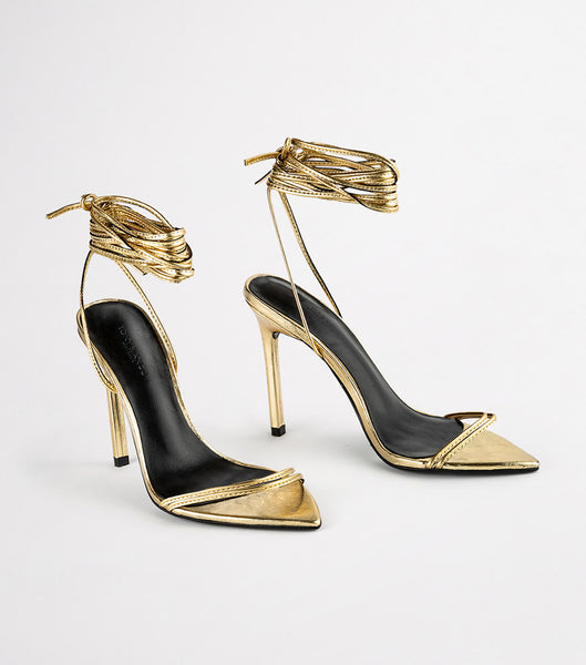 Tony Bianco Millie Gold Foil 10.5cm Event Heels Gold | GSGUC24484