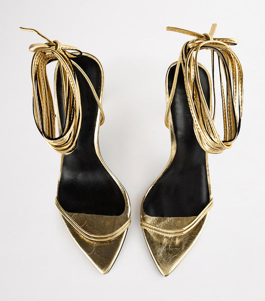 Tony Bianco Millie Gold Foil 10.5cm Strappy Heels Gold | XSGBH41709