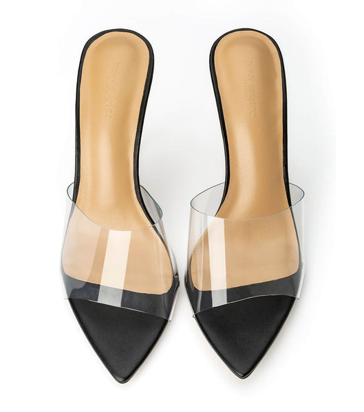 Tony Bianco Mylo Clear Vinylite/Black 10.5cm Event Heels Black | SGQAV83153