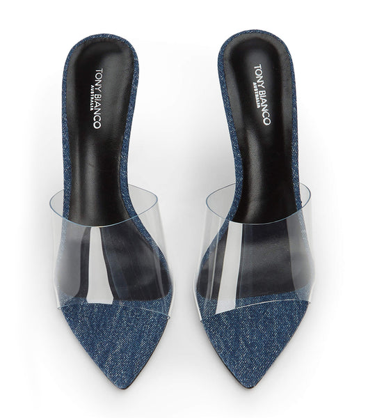 Tony Bianco Mylo Clear Vinylite/Blue Denim 10.5cm Event Heels Blue | ESGVG50421