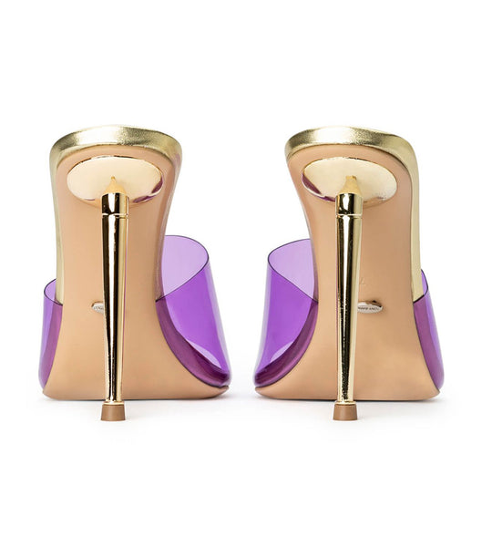 Tony Bianco Mylo Purple Vinylite/Gold 10.5cm Stiletto Heels Purple / Gold | QSGWA81996