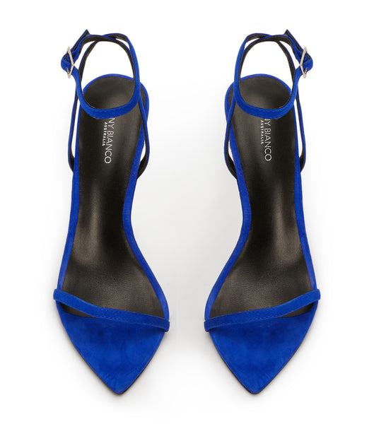 Tony Bianco Myra Azure Suede 10.5cm Bling Heels Azure | DSGVO26829