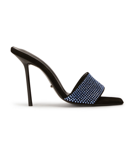 Tony Bianco Naomi Blue Crystal/Black Suede 10.5cm Stiletto Heels Blue / Black | PSGQX34261