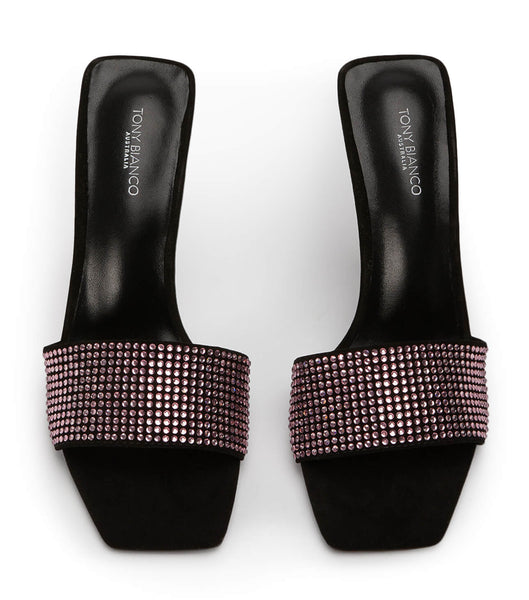 Tony Bianco Naomi Pink Crystal/Black Suede 10.5cm Event Heels Pink / Black | LSGTR63233