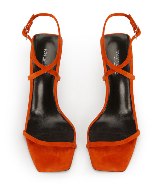 Tony Bianco Naxos Aperol Suede 10.5cm Strappy Heels Orange | ESGVG98165